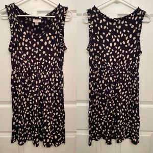 LOFT Navy Leaf Sleeveless Dress